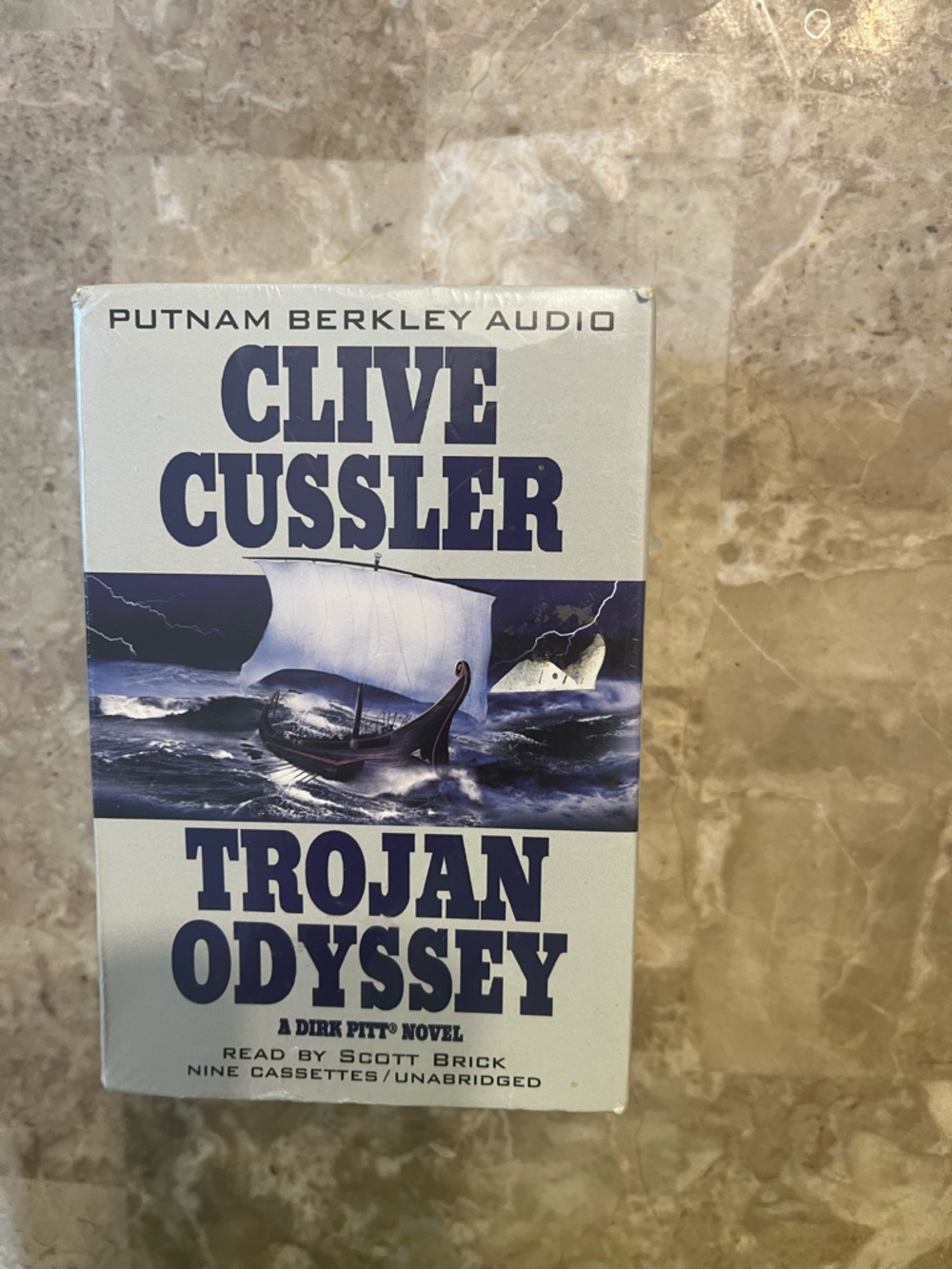Clive Cussler Trojan Odyssey Audio Cassette Set - Blue & White